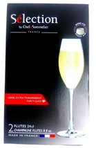 Selection By Chef Sommelier Purity Glass Champagne Flutes 2 x 8 fl oz France New - £13.18 GBP