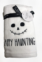 Rae Dunn Halloween Hand Towels Set of 2 Happy Haunting Embroidered Skull - £33.06 GBP