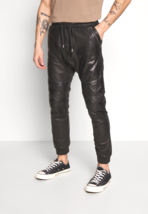 Leather Joggers Black Leather Pants Mens Soft Lambskin Trouser - £117.98 GBP