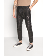Leather Joggers Black Leather Pants Mens Soft Lambskin Trouser - £117.94 GBP