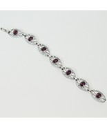 Sarah Coventry Silver Tone Purple Faux Amethyst Chain Bracelet 7-1/2&quot;  V... - €12,02 EUR