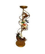 Spiral Reindeer and Sleigh Brass Candle Holder Vintage - £26.13 GBP