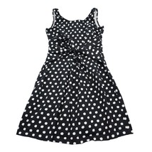 American Living Dress Womens 14 Black Polka Dots Sleeveless Tie Up Fit and Flare - £22.33 GBP