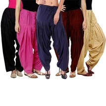 Cotton Comfort Punjabi Patiala Salwar Purple Beige Pink 5Pcs - Free Size - £39.56 GBP