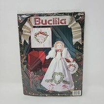 Bucilla Stamped Embroidery &#39;Nicole&#39; Pillowcase + Ornament Open Started Vtg 1993 - £12.38 GBP