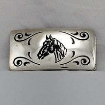 Vintage Belt Buckle Western Horse Head Rodeo Cowboy Cowgirl Silver Color USA - £17.57 GBP