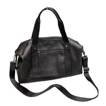  Black Leather Travel Bag Soft Cowhide Shoulder Crossbody Bag Large Capa... - £102.42 GBP