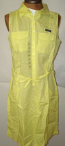 NWT New Womens Columbia Yellow Blue White Dot Dress PF M Pockets Cotton Rod Logo - £51.74 GBP