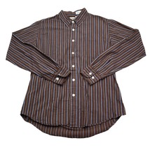 BKE Shirt Mens Medium Brown Blue Workwear Office Contour Uniform Button Up Dress - £19.40 GBP