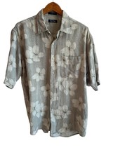 Nautica Men’s Hawaiian Button Up Size Large Floral Cotton Silk Blend - $15.29