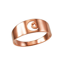 10K Rose Gold Islamic Crescent Moon Ring Band - £103.57 GBP