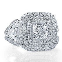 GIA Certified Halo Engagement Ring 2.27 Ct Cushion Cut Diamond 18k White Gold - £6,961.90 GBP