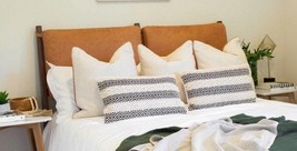 Headboard Cushion Set cover, Cognac tan , Queen Bed , King Bed , Pillow ... - £239.25 GBP+