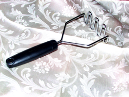 POTATO MASHER stainless steel black handle 9" (hall ) - $4.20