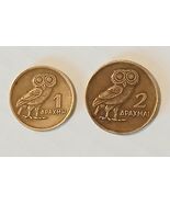 1973 Greece 1 &amp; 2 Drachmai Coins - $15.00