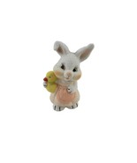 Vintage Small Porcelain Bunny Rabbit w Pink Apron Duck Easter Spring Figure - $240.40 MXN