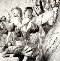 Spartans Battle Persians Xerxes Leonidas 1913 Plate Print 2 Page History... - £39.86 GBP