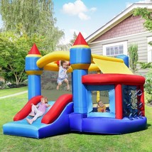 Castle Slide Inflatable Bounce House With Ball Pit And Hoop - £265.77 GBP
