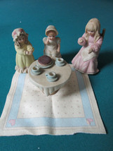 Childhood Remembrance Schmid Doll Tea Party Figurines Orig - £59.34 GBP