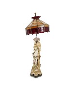 Antique Austrian Figural Table Lamp Lady Shell Porcelain Stained Glass S... - £3,147.65 GBP