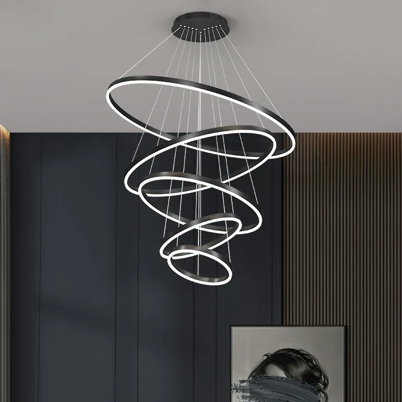 Nordic 6 Ring Led Ceiling Chandelier Dimmable for Living Dining Room Sta... - $65.90+
