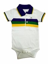 Mardi Gras White Purple Green Yellow 6 Mth Infant Short Sleeve Romper - £18.03 GBP