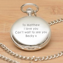 Personalised Men&#39;s Wedding Pocket Watch, Your Message, Father Of The Bride, Fath - £15.19 GBP