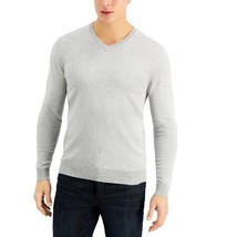 Men&#39;s Alfani Solid V-Neck Cotton Casual Sweater Grey Heather B4HP - £7.95 GBP