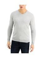 Men&#39;s Alfani Solid V-Neck Cotton Casual Sweater Grey Heather B4HP - £7.38 GBP