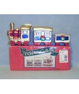Dillards Holiday Train Set 3 Tealight Candle Holders NIB Ceramic - $9.99