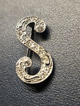 Vintage Monet &quot;S” Name Letter Brooch Pin Ant 1.5&quot; PB77 - $24.99