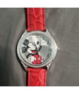 Disney MCKAQ1115 Mickey Mouse Women&#39;s Watch Analog Dial Red Band Rhinest... - $39.59