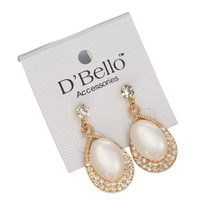 DBello Moonstone Rhinestone Goldtone Tear Drop Pierce Earrings - £7.98 GBP