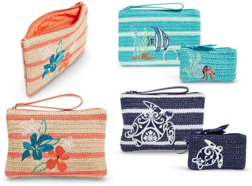 Primary image for Vera Bradley Straw Wristlet or ID Travel Cosmetic Purse Beach Cruise Choice