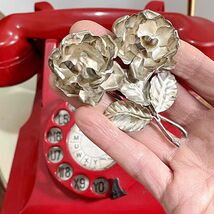 WOW Antique 1940s Silver Rose Brooch Pin  -BEST EVER GIFT! Offer! - $640.72