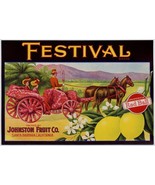 1940&#39;s FESTIVAL LEMON Fruit Crate LABEL Vintage Red Ball Lemons SANTA BA... - $17.08 CAD