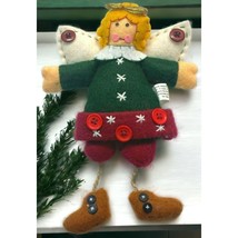 Vintage Felt Angel Christmas Tree Ornament Folk Art Delton Doll 8.5&quot; - $15.89