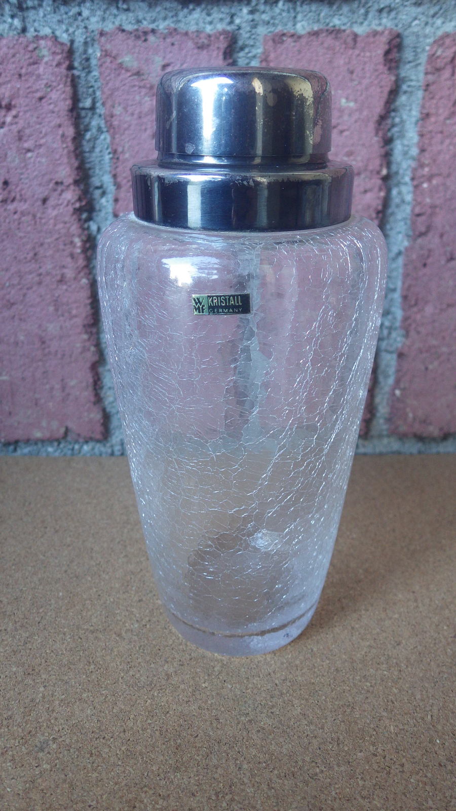 Primary image for WMF KRISTALL GERMANY SILVER PLATE CRACKLE GLASS ART DECO COCKTAIL SHAKER PRE WW2
