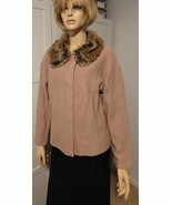 VTG ~ Evan  Picone Beige Wool Faux Fur Detachable Collar Jacket ~  Petite - $34.05 CAD