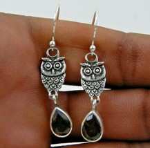 Sterling Silver 925 Genuine Smoky Quartz Handmade Dangle Drop Earrings For Gift - £32.07 GBP