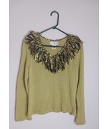 Vintage Susan Bristol Long Sleeve Olive Green V-Neck Sweater Women&#39;s Siz... - $555.57 MXN