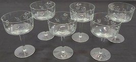 I) Vintage Set of 6 Etched Crystal Wide Stemmed Liquor Glasses Drinkware Barware - £23.64 GBP