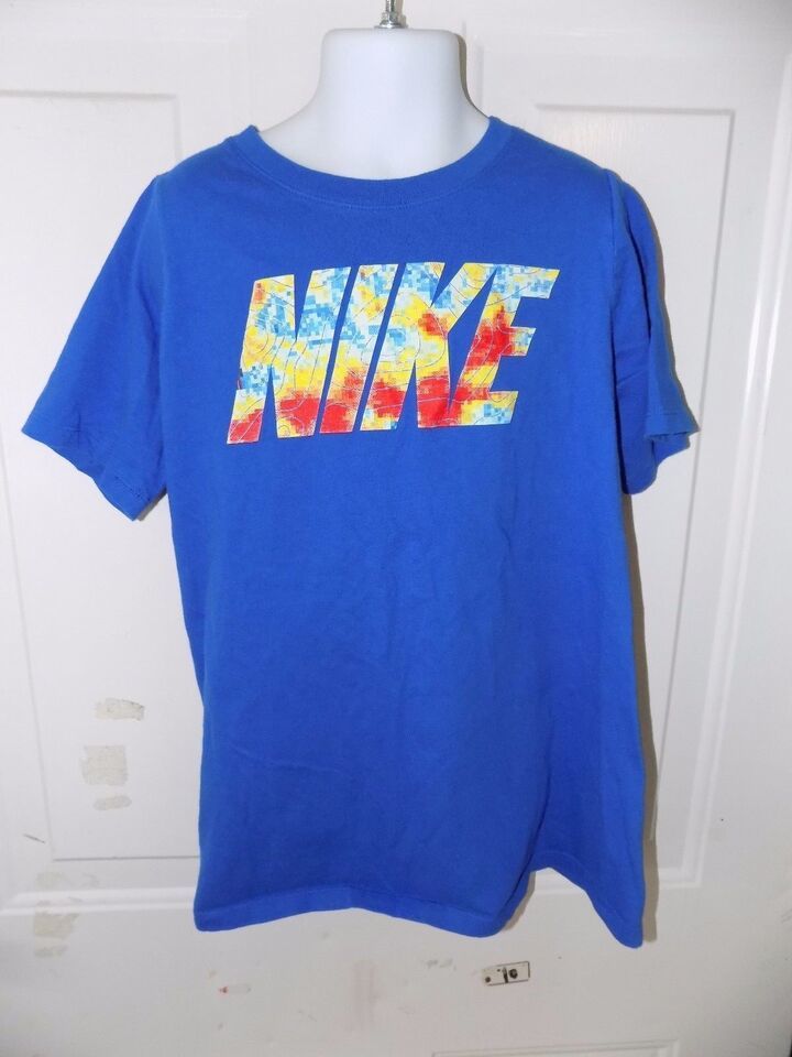Primary image for NIKE THE NIKE TEE  THERMAL PRINT BLUE SHIRT SIZE M BOY'S EUC FREE USA SHIPPING