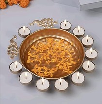 Urli Bowl for Floating Flowers and T EA Light Candles Peacock Design 30cm - £22.47 GBP