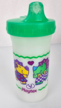 Vintage Playtex Plastic Sippy Cup Green Purple Dinosaurs 1997 90s with Valve - £13.15 GBP