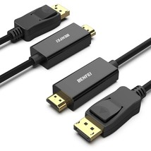 BENFEI DisplayPort to HDMI 6 Feet Cable, Benfei 2 Pack DisplayPort to HDMI Male  - £19.74 GBP