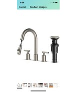 Brushed Nickel Pull Down Bathroom Faucet with Pop-up Drain, 8 inch Wides... - $63.94 CAD
