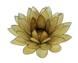 Zeckos Smoked Gold Capiz Shell Lotus Flower Tealight Candle Holder - £27.25 GBP