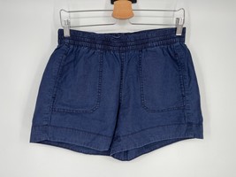 Roots Canada Pull On Shorts Sz M Blue Hemp/Cotton Blend 4&quot; Inseam - £15.41 GBP
