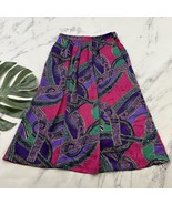 Gianna Womens Vintage 90s Midi Skirt Size 12 Purple Pink Paisley Pleated... - $35.19 CAD